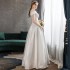 One shoulder satin light wedding dress 2024 new bride white simple and neat outdoor veil, small stature summer travel photo