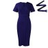 D504 Cross border women's clothing 2024 summer new short sleeved V-neck waist cinched solid color OL Tongle pencil skirt African dress