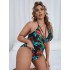 New European and American foreign trade swimsuit, female one-piece sexy plus size, fat woman, chubby MM, AliExpress snake patterned swimsuit