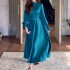 2023 Spring Amazon High Waist Women's Dress with Elegant Elegance and Lotus Leaf Edge Sleeve Long Dress in Stock