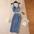 Hong Kong style ins women's suit 2020 new female sexy short style camisole vest high waisted denim skirt trendy