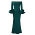 D481 independent station foreign trade women's clothing temperament one collar sexy slit lotus leaf sleeve long dress banquet party evening dress