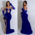 C6786 Cross border AliExpress Amazon European and American Fashion Women's Solid Color Sexy strapless Hot Diamond Long Dress