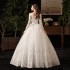 French light wedding dress 2024 new bride long sleeved short stature beige simple palace style travel photography temperament main veil