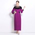 2024 high-end socialite Fan Heavy Industry studded pearl dress, elegant lady Fan lantern sleeve pleated loose long skirt