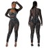 C6788 Cross border AliExpress Amazon Europe and America Fashion Women's Wear Solid Color Mesh Hot Diamond Long Sleeve Pants jumpsuit