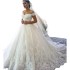 Foreign trade wedding dresses, European and American Amazon 2024 new summer dress, plus size one shoulder puffy veil dress, trailing wedding dress