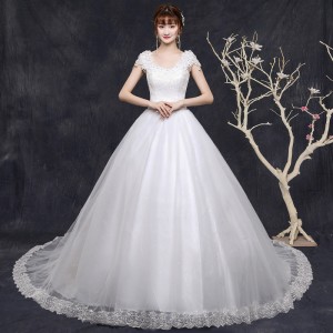 Wedding Dress 2024 New Flower One Shoulder Korean Style Qi Di Pregnant Women Look Thin, Big Tail Lace Strap, Large Size