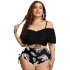 European and American Foreign Trade New Split Large Drawstring Ruffle Bikini One Shoulder Strap High Waist Swimsuit for Women