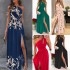 2024 new Amazon European and American women's foreign trade slanted shoulder long dress with sleeveless and sexy high waist slit dress temperament