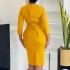 D530 Foreign Trade Women's Wear 2024 Autumn/Winter New Style Fashionable and Elegant Solid Color Hip Wrapped Ruffle African Dress