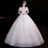 Main Wedding Dress Bridal 2024 New Style Large Tailed Female Short French Heavy Industry Summer One Shoulder Palace Style