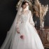 2024 New One Shoulder Mid Sleeve Korean Bridal Wedding Dress with Uniform Large Size for Pregnant Women to Look Thin Wedding Dress