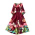 European and American court style floral dress with pleated waist and lantern sleeves for women. The design is niche, light luxury, super fairy, and grand skirt