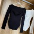 South Korea Dongdaemun Autumn New Knitted Shirt Top Women's Internet Celebrity Style V-neck Long Sleeve Thin Versatile Base T-shirt