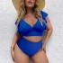 2022 New Cross border European and American Fat Granny Large Size Split Bikini with ruffle edge print high waisted swimsuit for women