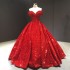 Foreign Trade Puffy Skirt 2024 Bridal Ball One Shoulder Red Dreamy Tail Wedding Dress Female Amazon eBay