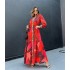 European and American Cross border Spot 2024 New Fashionable Bright Printed Splicing Buckle Dress for Casual Women's Long Skirt