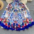 French court style dress for women 2024 new sleeveless vest, niche print, waist cinching and slimming, grand dress dress