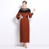 2024 high-end socialite Fan Heavy Industry studded pearl dress, elegant lady Fan lantern sleeve pleated loose long skirt