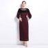 2024 high-end socialite Fan Heavy Industry studded pearl dress, elegant lady Fan lantern sleeve pleated loose long skirt