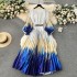 European and American style 2024 new women's dress with oversized skirt print, pleated pleats, waist cinching, and lace up for vacation