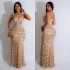 C6787 Cross border AliExpress Amazon European and American Fashion Women's Solid Color Shining Sexy Strap Long Dress