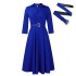 D478 Amazon Cross border Women's Spring New Style Fashion Collar Solid Color High Waist Elegant Large Size Foreign Trade Dress