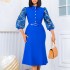 D449 independent station 2023 new single breasted printed seven quarter sleeve patchwork temperament bag hip elegant foreign trade dress