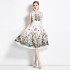 Real time spot new French style elegant socialite style high waist slimming positioning printed pleated dress