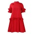 D503 European and American Women's Clothing 2024 Summer New Fashion Solid Color Style Ear Edge A-line Skirt Foreign Trade African Dress