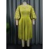 AM030904 Foreign Trade Wholesale Lace Lantern Sleeve Dress Christmas Gift Large Size Ruffle Skirt Dresses