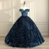 European and American foreign trade bride wedding dress, women's 2024 color changing sequin dance performance dress, one shoulder fluffy skirt, adult