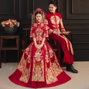 Xiuhe Dress Bridal 2024 New Wedding Chinese Wedding Dress Toasting Dress Showoff Kimono Pavilion Dress Women Winter