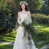 French strapless light wedding dress for brides with a sense of luxury, vintage lace for going out, chiffon style super fairy small tail welcome dress