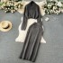 Mirad style high-end fashion knitted suit women's autumn and winter short knitted cardigan top+mid length skirt