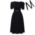 D490 Amazon Foreign Trade Women's Summer New Style Fashionable and Elegant V-neck Folded Large Swing Skirt Foreign Trade Dress