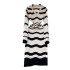 Korean style retro style lapel long sleeved wavy striped knitted dress for women's casual slimming mid length dress