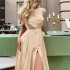 Independent cross-border European and American women's clothing 2024 autumn new item solid color temperament high waist mid length shirt dress