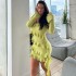 2024 Autumn European and American Women's New Fashion Long Sleeve Trumpet Sleeve One Shoulder Lotus Leaf Edge Float Short Dress