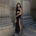 European and American style popular foreign trade design dress 2023 new women's strapless hollow slit dress