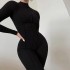 Cross border foreign trade new women's jumpsuit, European and American style slim fit sexy long sleeved jumpsuit