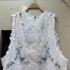 Vietnamese fashionable high-end niche lace patchwork vest dress+lace vest 2-piece set A2 # 8682