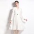 Real time spot new socialite style hollow out embroidery pleated single row slim fit dress