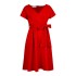 Amazon Independent Station Summer V-neck Solid Color Waist Bow Strap European and American Grand Swing Dress Cross border Dress