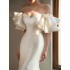 Satin Light Wedding Dress 2024 New Bridal One Shoulder Retro Fish Tail Simple and Elegant Wedding Dress