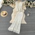 Gentle style hollow out set women's summer round neck sleeveless top+mid length tassel wrapped hip skirt two-piece set