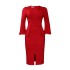 D354 Amazon European and American Women's V-neck Bubble Sleeve Split Dress Office Pencil Dress African Dress