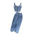 Hong Kong style ins women's suit 2020 new female sexy short style camisole vest high waisted denim skirt trendy