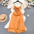 French high-end satin camisole dress for women's new design sense, drawstring tied high waist slimming polka dot dress